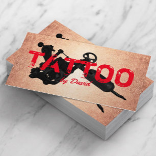 Tattoo Shop Tattoo Gun Vintage Guld Typography Visitkort