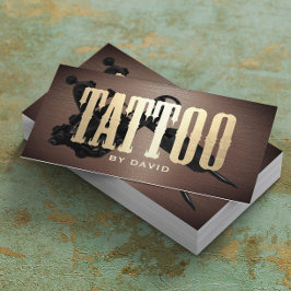 Tattoo Shop Tattoo Gun Vintage Metallic Guld Visitkort