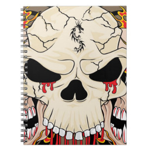 Tattoo Skull 8 Boll Flame Fire Spiral bärbar dator Anteckningsbok