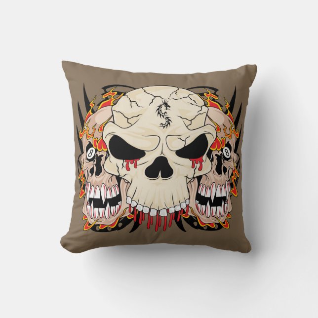 Tattoo Skull åtta Boll Flame Couch Dekorativ kudde (Framsida)