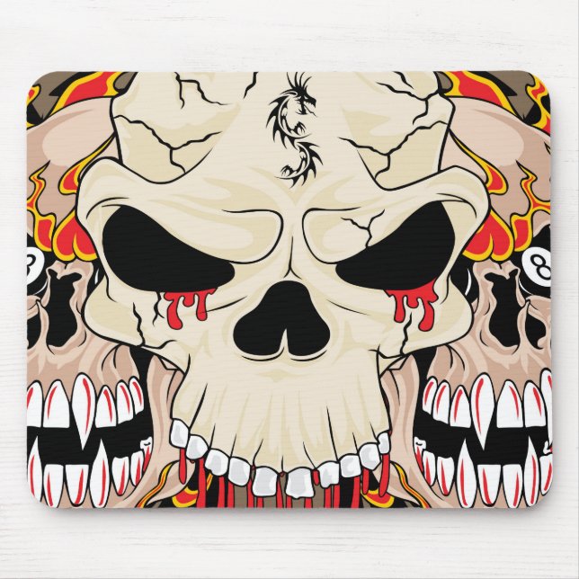 Tattoo Skull åtta Boll Personlig Mousepad Musmatta (Framsidan)