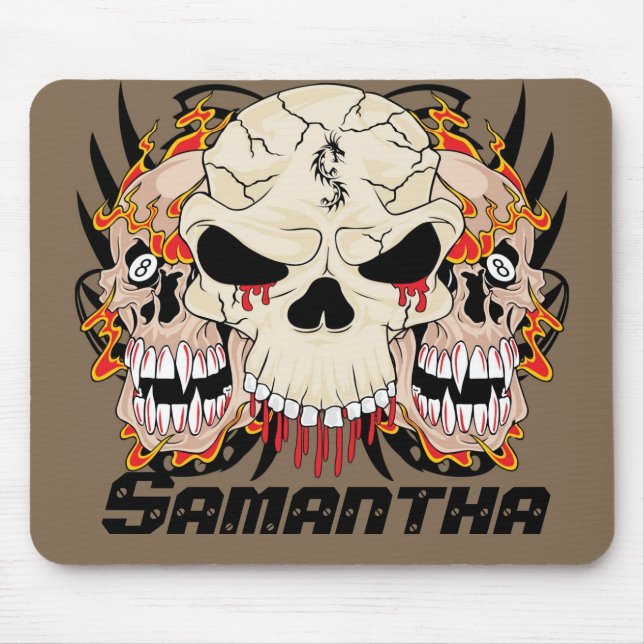 Tattoo Skull åtta Boll Personlig Mousepad Musmatta (Framsidan)