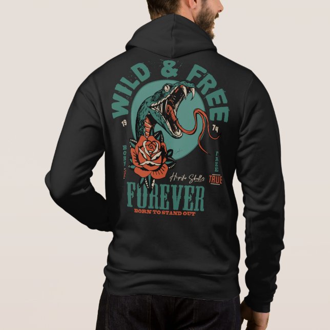 Tattoo snake serpent old school wild and free fore t shirt (Baksida)