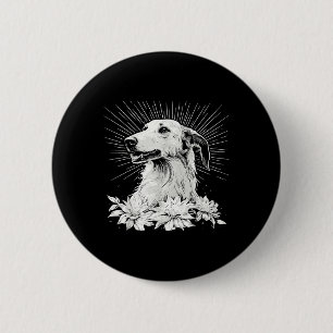 Tattoo Stil Älskare Borzoi Retro Hund Knapp