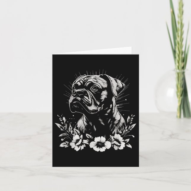 Tattoo Stil Älskare Boxer Retro Hund _1 Kort (Framsida)