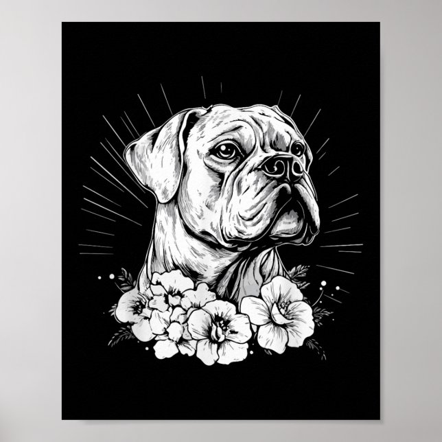 Tattoo Stil Älskare Boxer Retro Hund Poster (Framsidan)