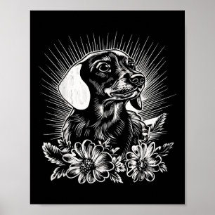 Tattoo Stil Älskare Dachshund Retro Hund _1 Poster