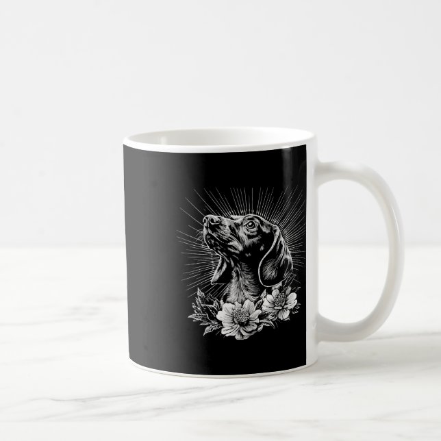 Tattoo Stil Älskare Dachshund Retro Hund Kaffemugg (Höger)