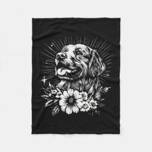 Tattoo Stil Älskare Golden Retriever Retro Hund Fleecefilt