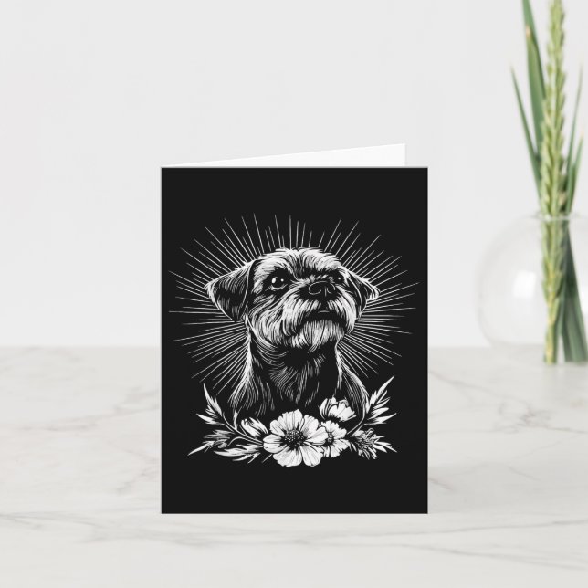 Tattoo Stil Älskare Gräns Terrie Retro Hund Kort (Framsida)