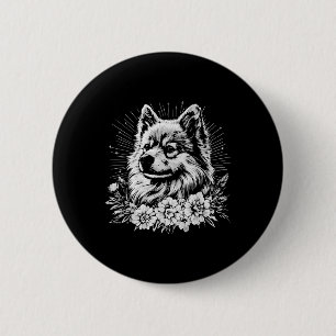 Tattoo Stil Älskare Keeshond Retro Hund Knapp