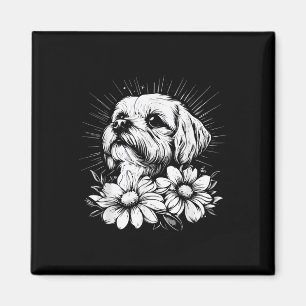 Tattoo Stil Älskare Malta Retro Hund _1 Magnet