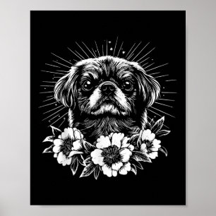 Tattoo Stil Älskare Pekingese Retro Hund Poster