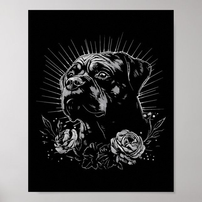Tattoo Stil Älskare Rottweiler Retro Hund Poster (Framsidan)