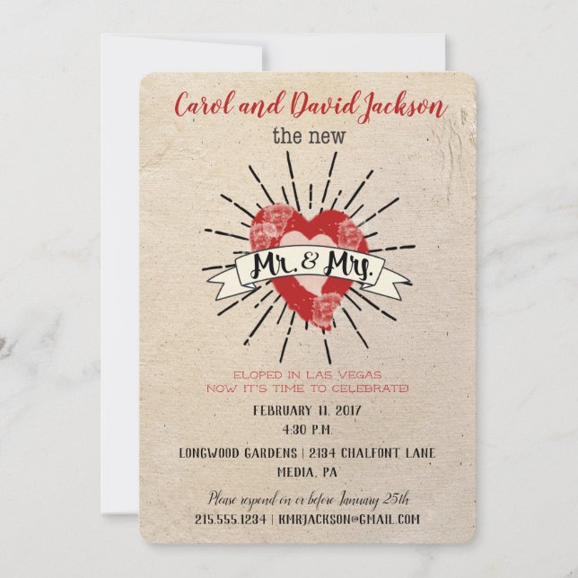 Tattoo Stil Elopement annons och Party Inbjudningar (Framsida)