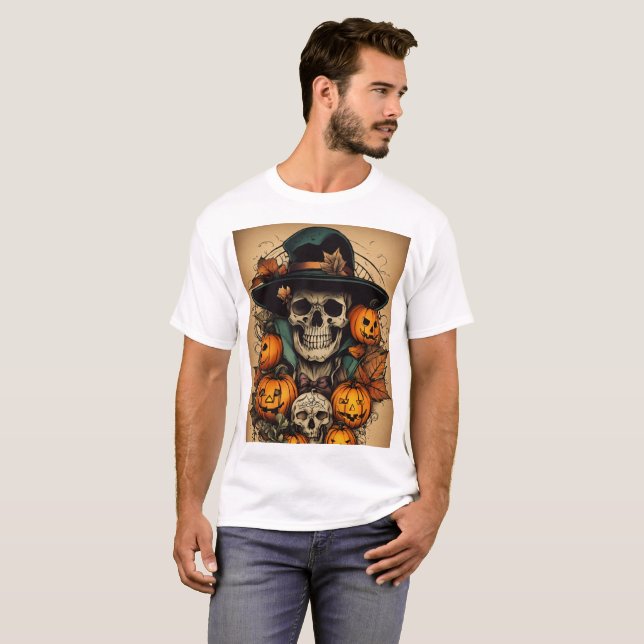 Tattoo-Stil Halloween Art: Spooky & fet design T Shirt (Hel framsida)