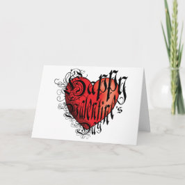 Tattoo stil Happy Valentines hjärta Kort