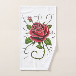 "Tattoo Stil Röd ros" Hand Towel