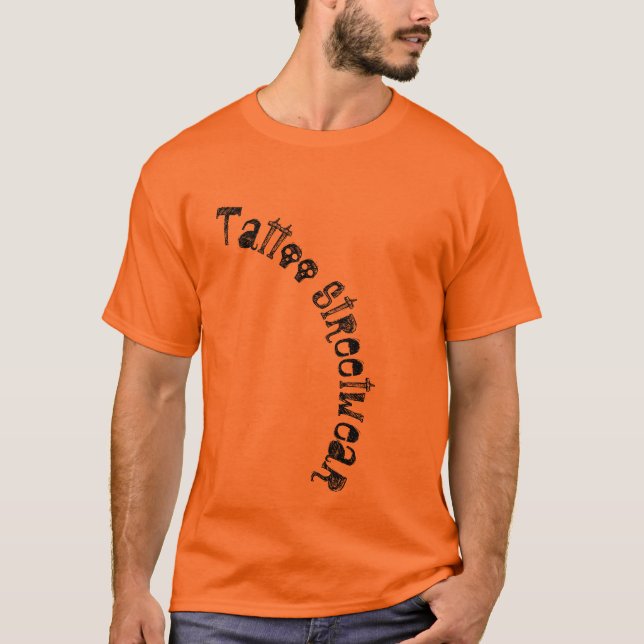 Tattoo Street-bära Skull-teckensnittstext T Shirt (Framsida)