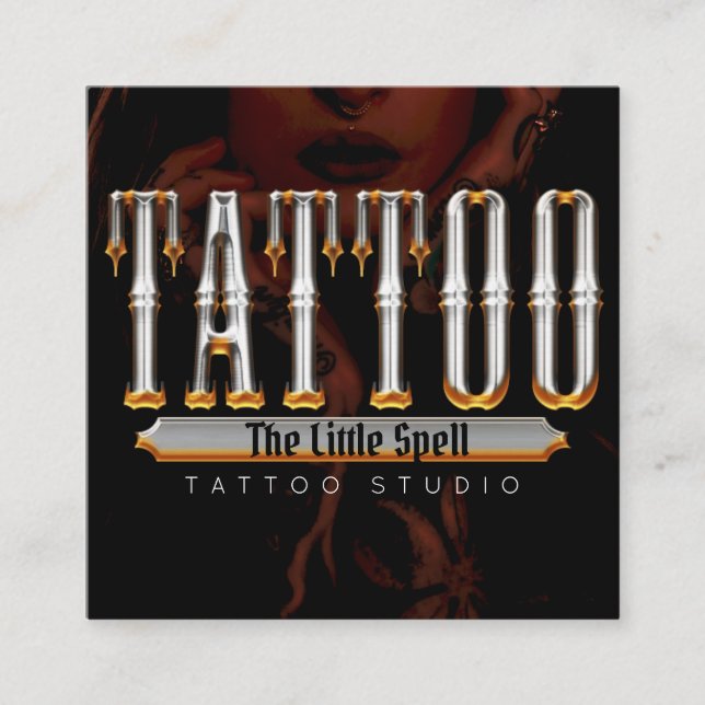 Tattoo Studio Tattoo Artist Fyrkantigt Visitkort (Framsida)