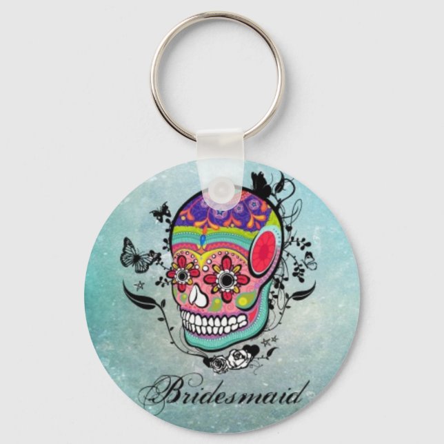 Tattoo Sugar Skull - bridesmaid Keychain Nyckelring (Framsida)