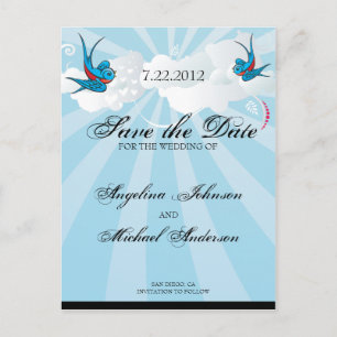 Tattoo Sväljer och Rulla Urban Save the date Car Meddelande Vykort
