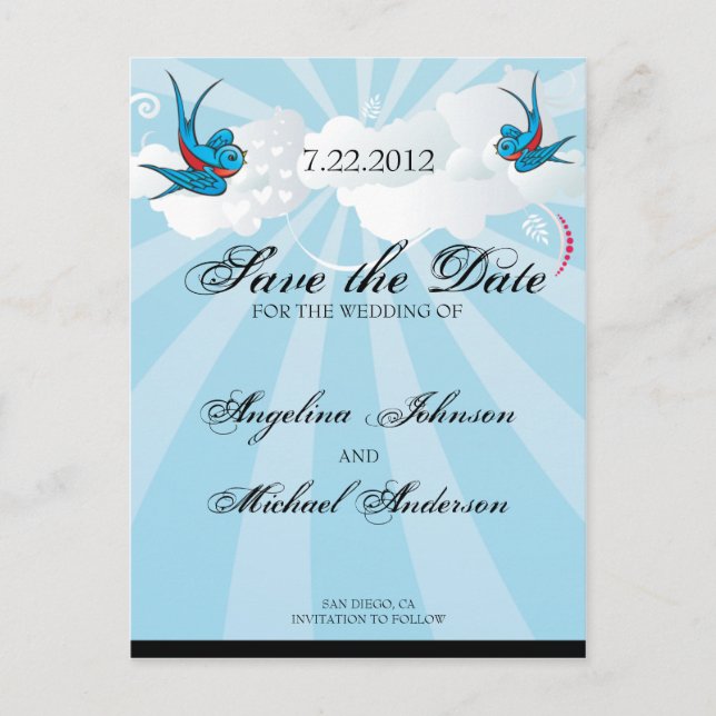 Tattoo Sväljer och Rulla Urban Save the date Car Meddelande Vykort (Framsida)