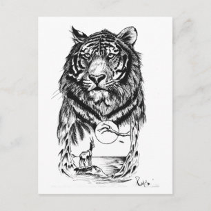 Tattoo Tiger Art Vykort