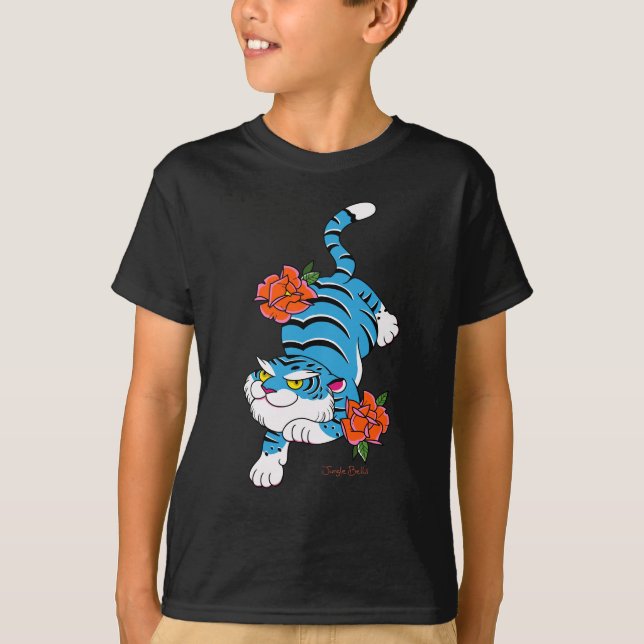 Tattoo Tiger unisex killes skjorta T Shirt (Framsida)
