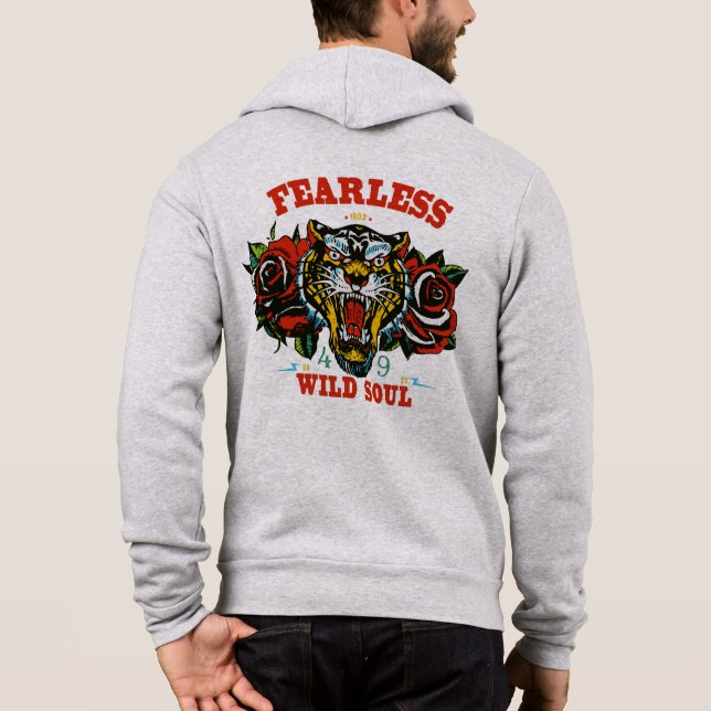 Tattoo tigre fearless wild soul slogan old school  t shirt (Baksida)