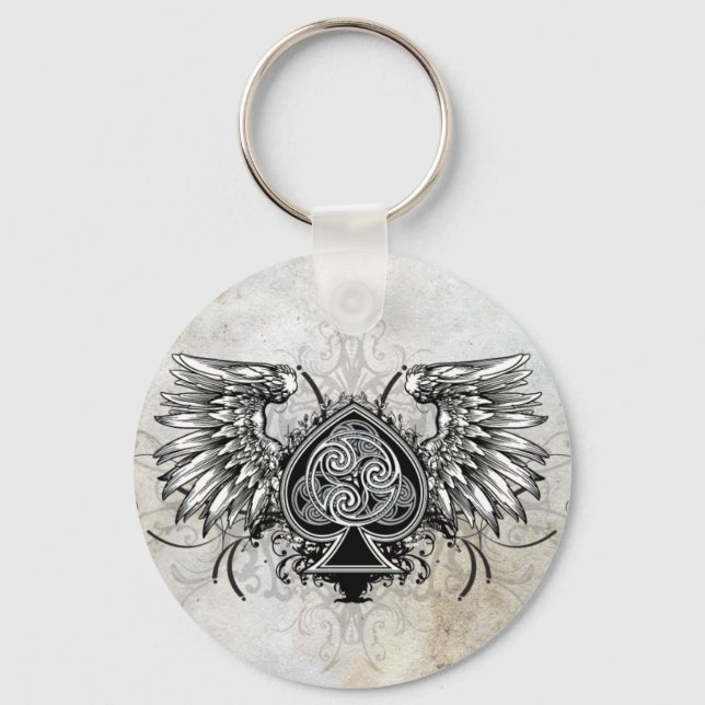 Tattoo Urban Winged Celtic Knot Keychain Nyckelring (Framsida)