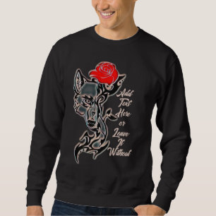 Tattoo Varg Head och Röd ros Sweatshirt