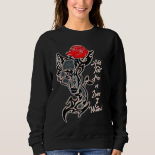 Tattoo, Varg Head och Röd ros Sweatshirt T Shirt