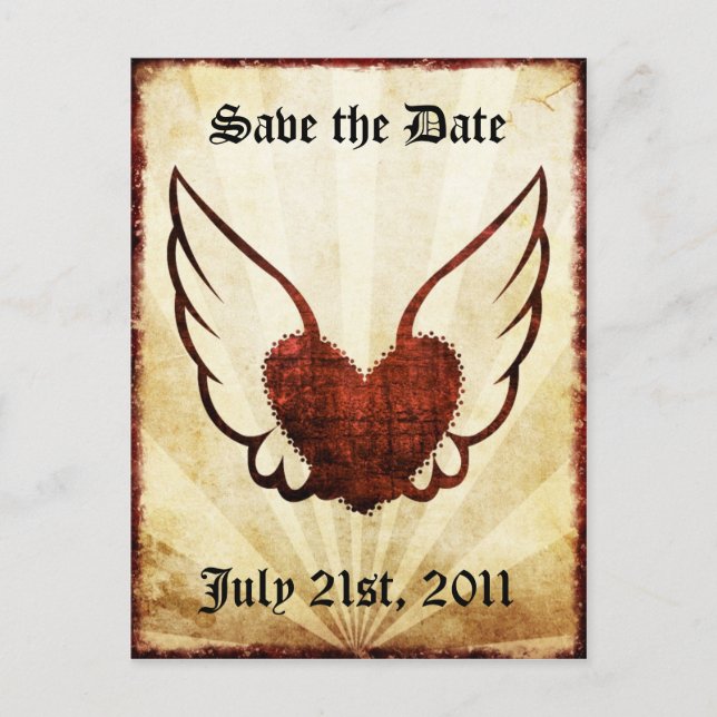 Tattoo Wingeart Save the Date Postcard Meddelande Vykort (Framsida)