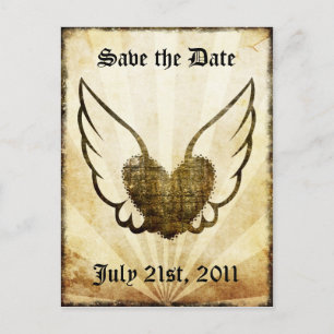 Tattoo Wingeart Save the Date Postcard Meddelande Vykort