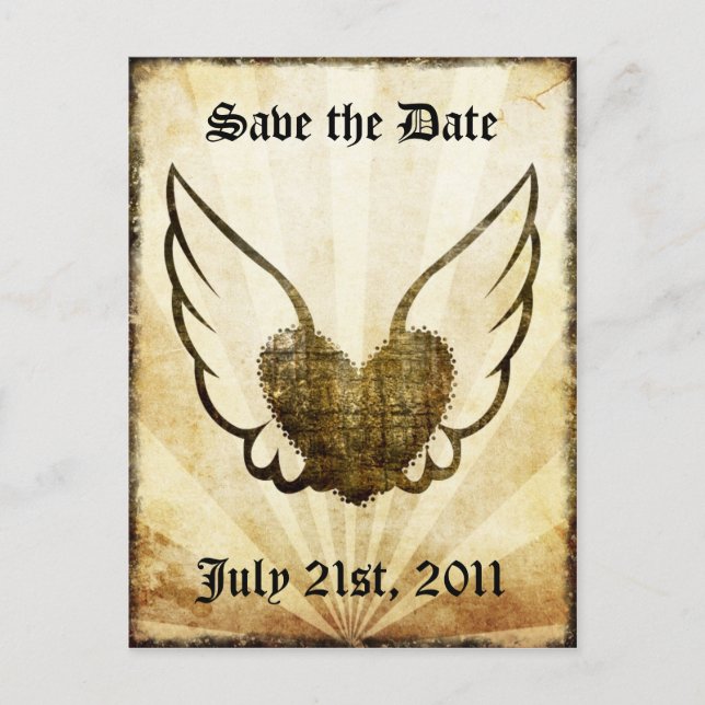 Tattoo Wingeart Save the Date Postcard Meddelande Vykort (Framsida)