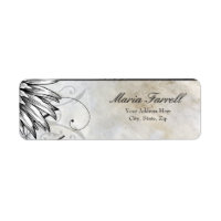 Tattoo Winged och Fluers on Parchment Papper Label