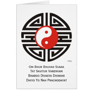 Tattoo Yin & Yang & GAYATRI MANTRA Hälsningskort