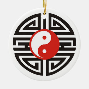 Tattoo Yin & Yang Julgransprydnad Keramik