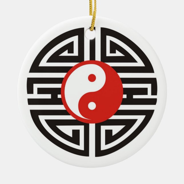 Tattoo Yin & Yang Julgransprydnad Keramik (Framsidan)