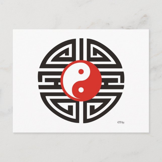 Tattoo Yin & Yang Vykort (Framsida)