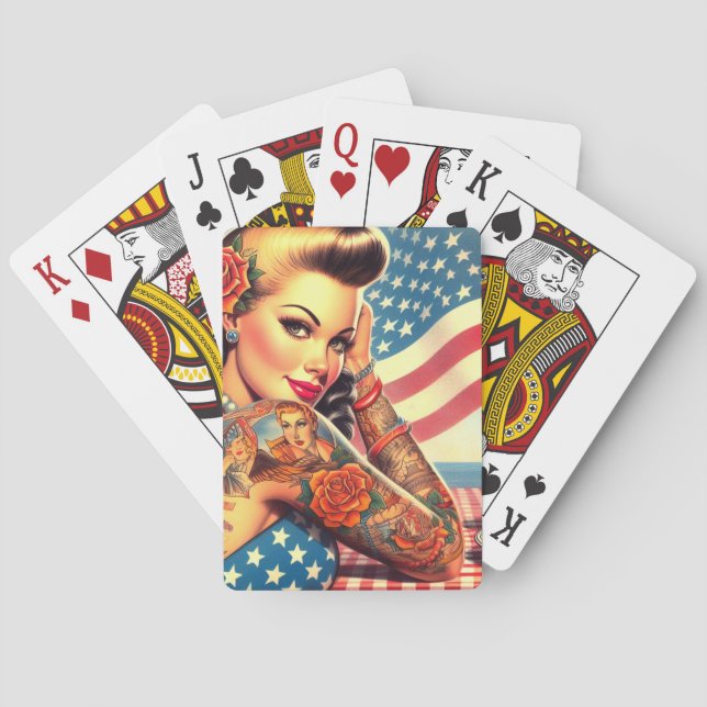 Tattooed American Girl Casinokort (Baksidan)