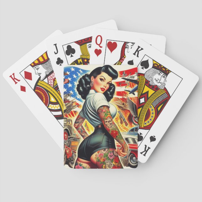 Tattooed American Pin-up Casinokort (Baksidan)