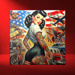 Tattooed American Pin-up Kakelplatta