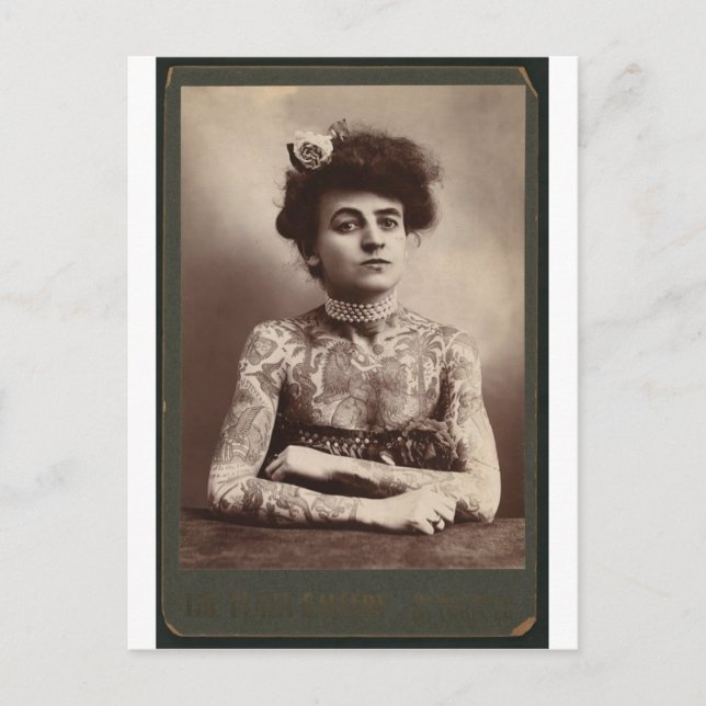 Tattooed American Woman Vykort (Framsida)