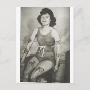 Tattooed Bathing Beauty Vykort