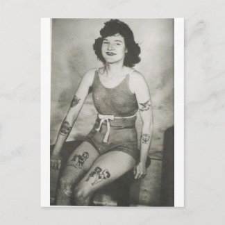 Tattooed Bathing Beauty Vykort
