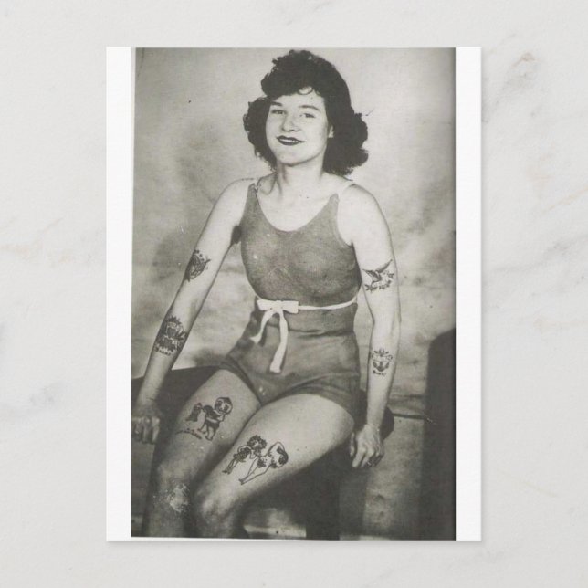 Tattooed Bathing Beauty Vykort (Framsida)