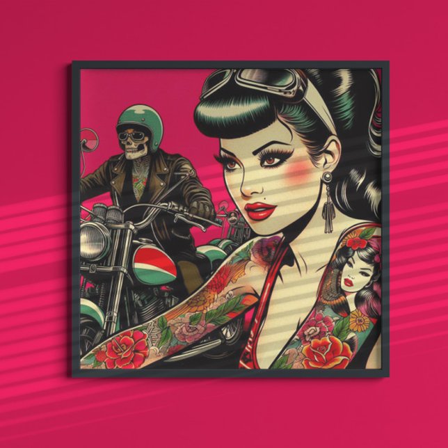 Tattooed Biker Girl Poster (Skapare uppladdad)