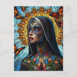 Tattooed Butterfly Nun Invunnet glas Vykort